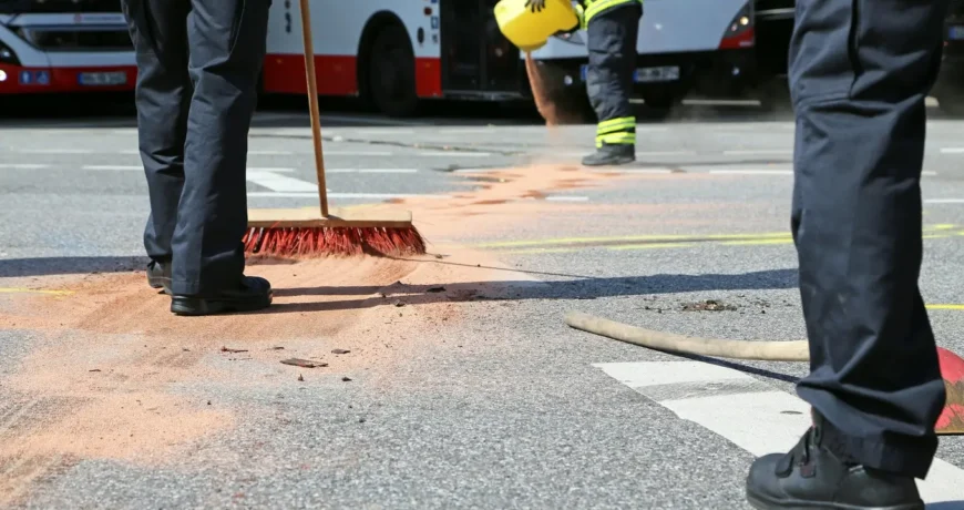 sprzątanie po wycieku oleju